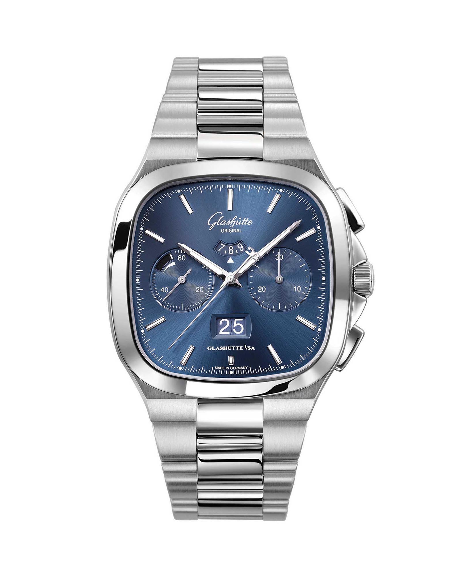 Seventies Chronograph Panoramadatum blau - Glashütte Original