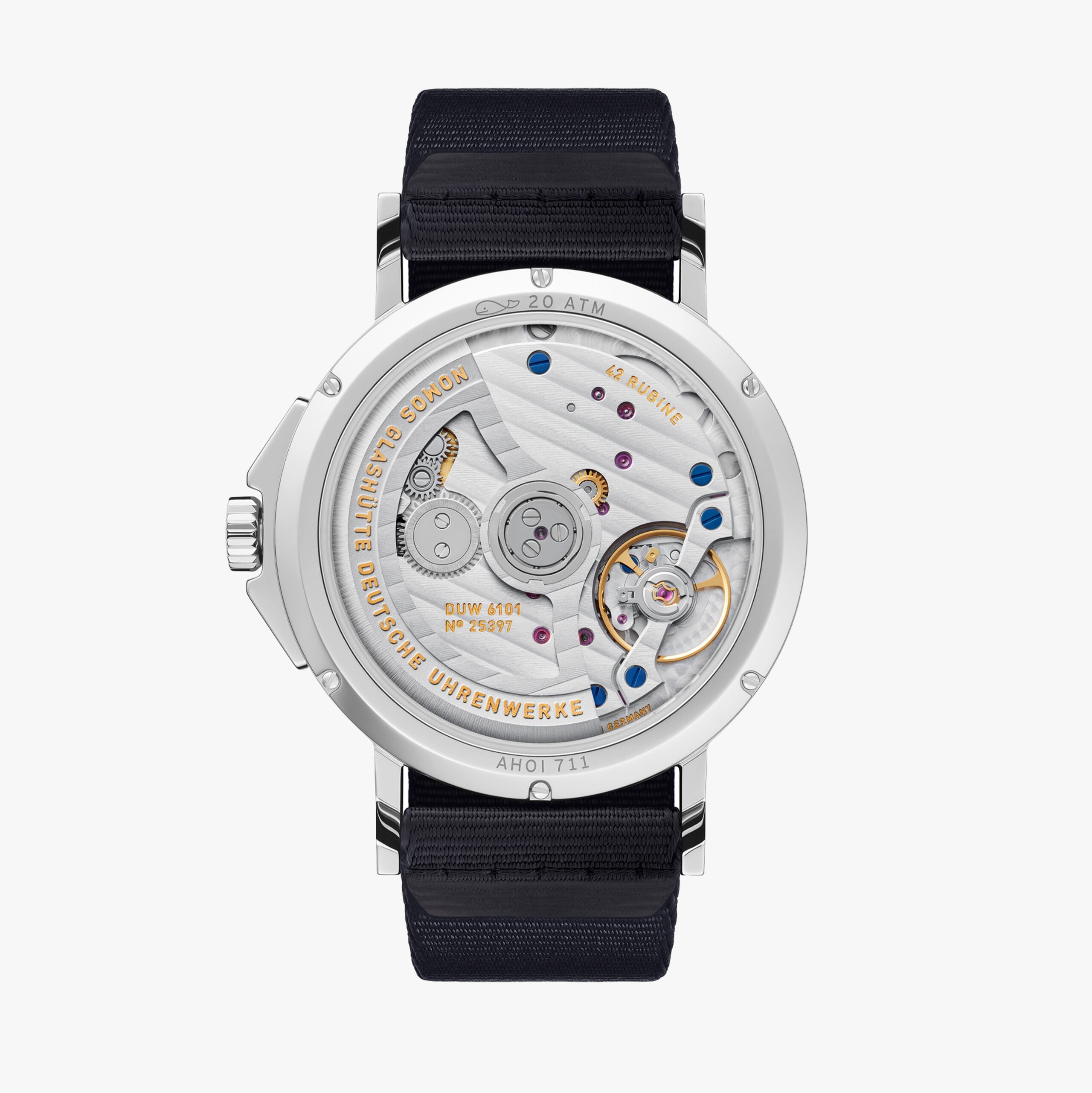Ahoi neomatik Datum 38 Atlantikblau - Nomos Glashütte Detailansicht
