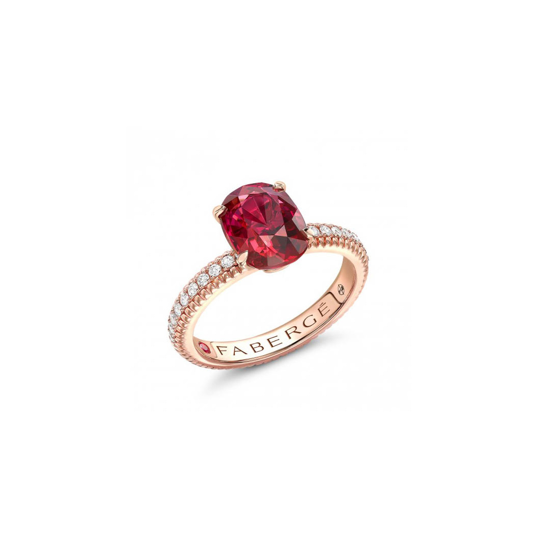 Colours of Love Ruby Fluted Diamond Shoulders - Fabergé
