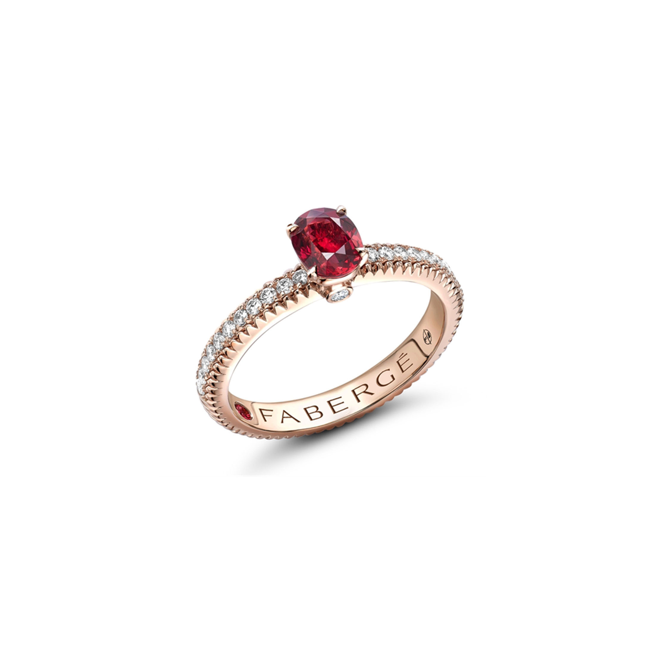 Colours of Love Ruby Fluted Diamond Shoulders - Fabergé